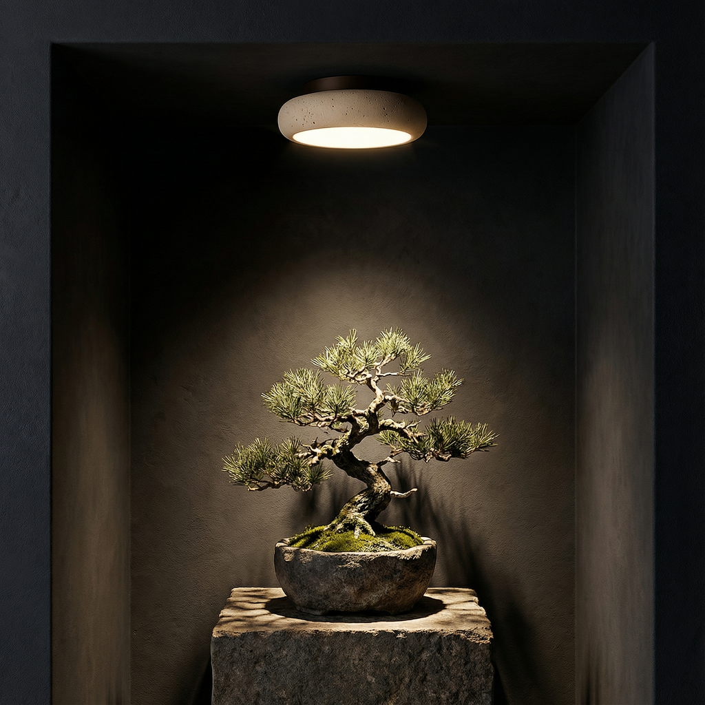 AlbaStone | Flush Mount Ceiling Light with Softly Rounded Design | Warm Diffused Glow for Serene Interiors 2