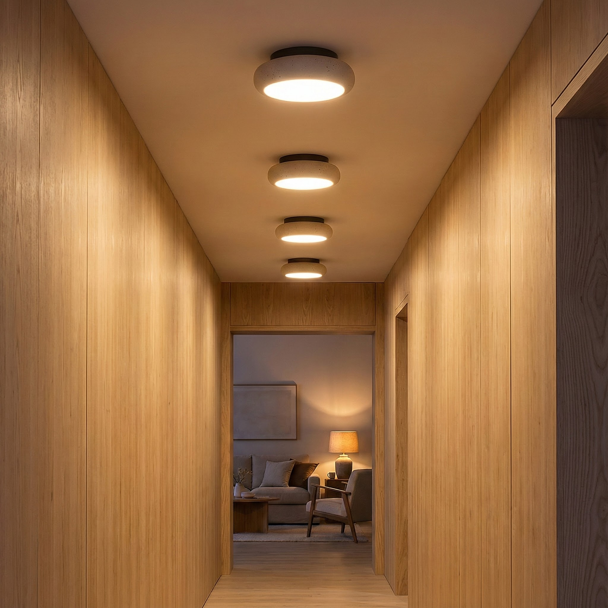 AlbaStone | Flush Mount Ceiling Light with Softly Rounded Design | Warm Diffused Glow for Serene Interiors 3