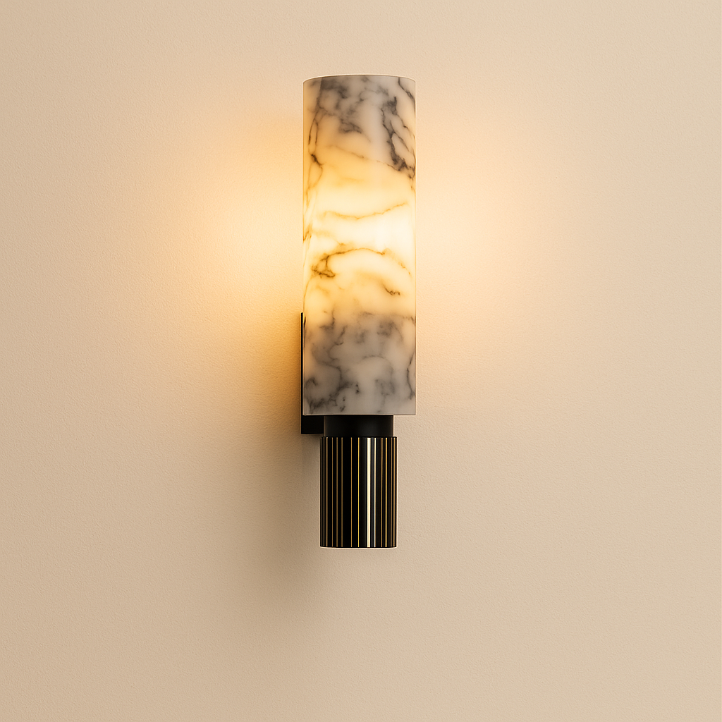 Art Deco Wall Sconce Lighting with Genuine Marble & Copper Finish | Elegant Wall Lights for Timeless Ambiance 0