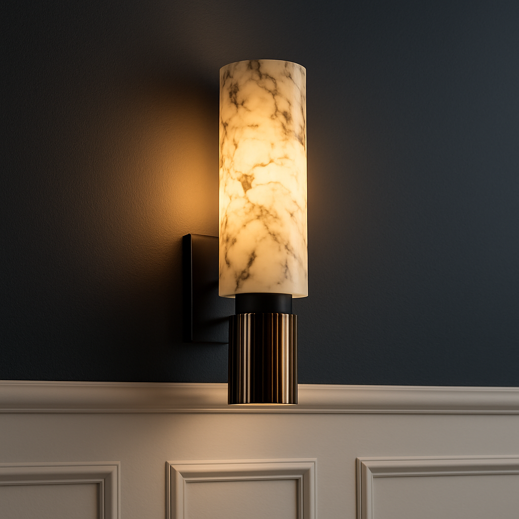 Art Deco Wall Sconce Lighting with Genuine Marble & Copper Finish | Elegant Wall Lights for Timeless Ambiance 2