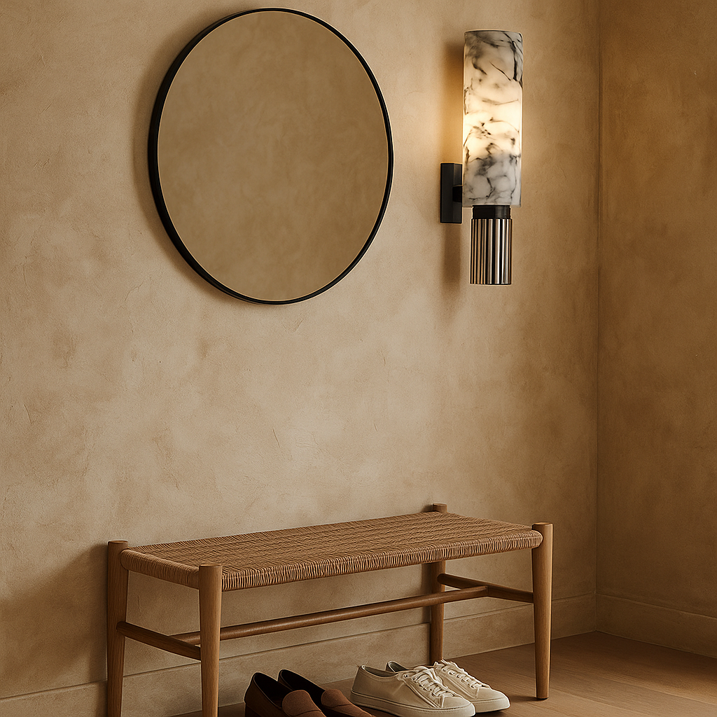Art Deco Wall Sconce Lighting with Genuine Marble & Copper Finish | Elegant Wall Lights for Timeless Ambiance 7