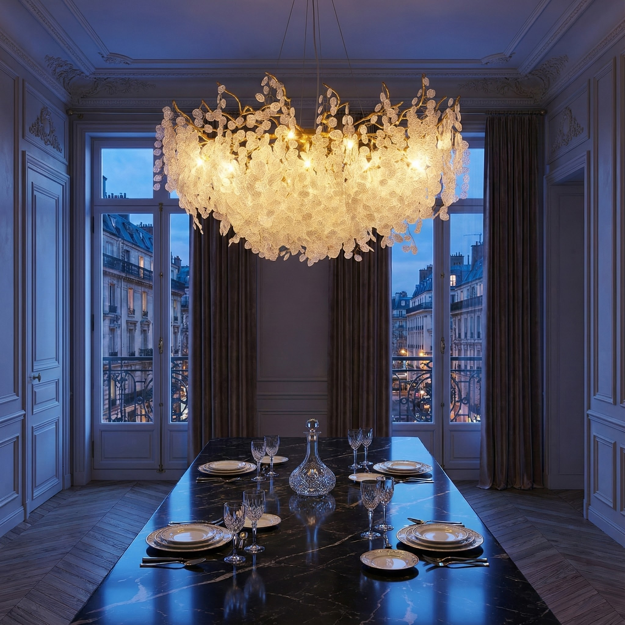 CrystalCascade | Modern Crystal Chandelier with Cascading Design | Elegant Lighting for Dining Room and Living Spaces 1