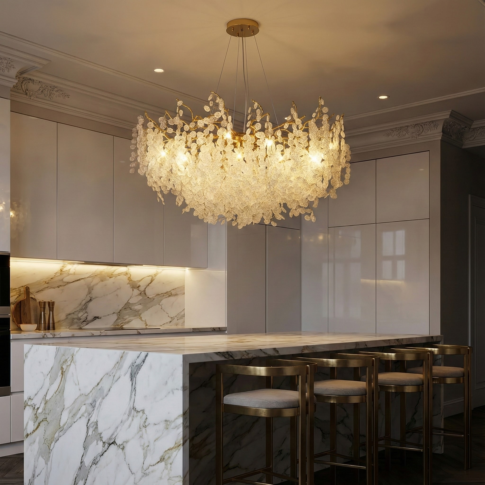 CrystalCascade | Modern Crystal Chandelier with Cascading Design | Elegant Lighting for Dining Room and Living Spaces 3