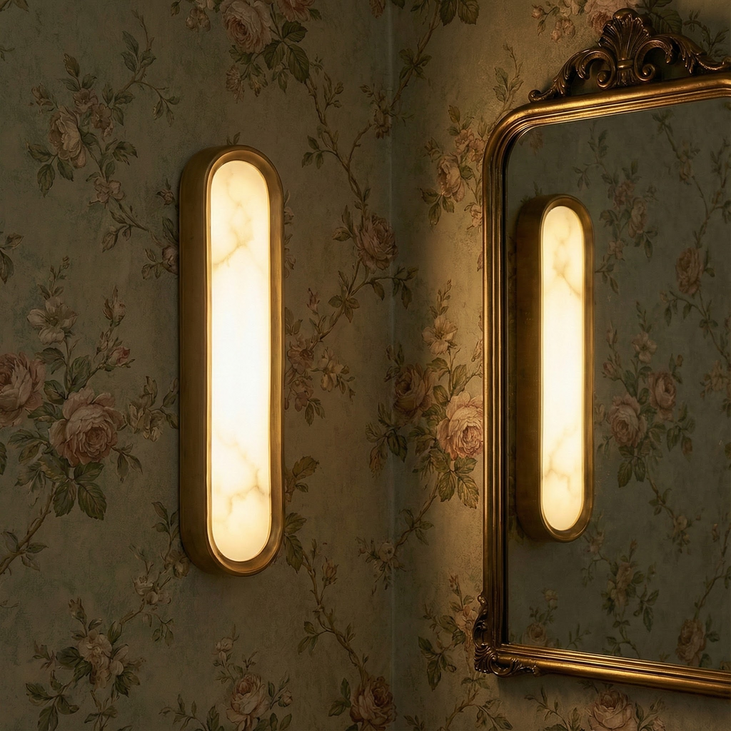 Elegant Alabaster Wall Sconce Light with Warm Ambient Glow | Sculptural Design for Versatile Indoor Use 1