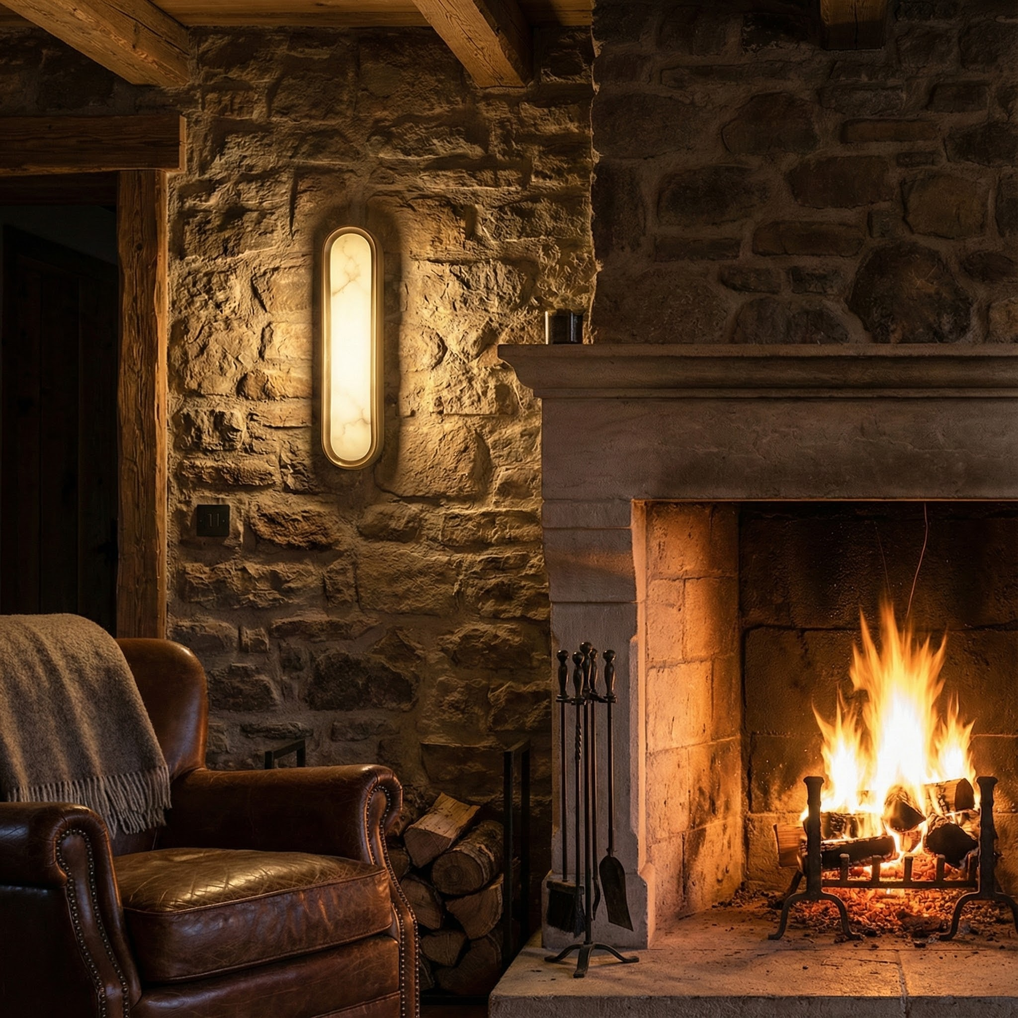 Elegant Alabaster Wall Sconce Light with Warm Ambient Glow | Sculptural Design for Versatile Indoor Use 2