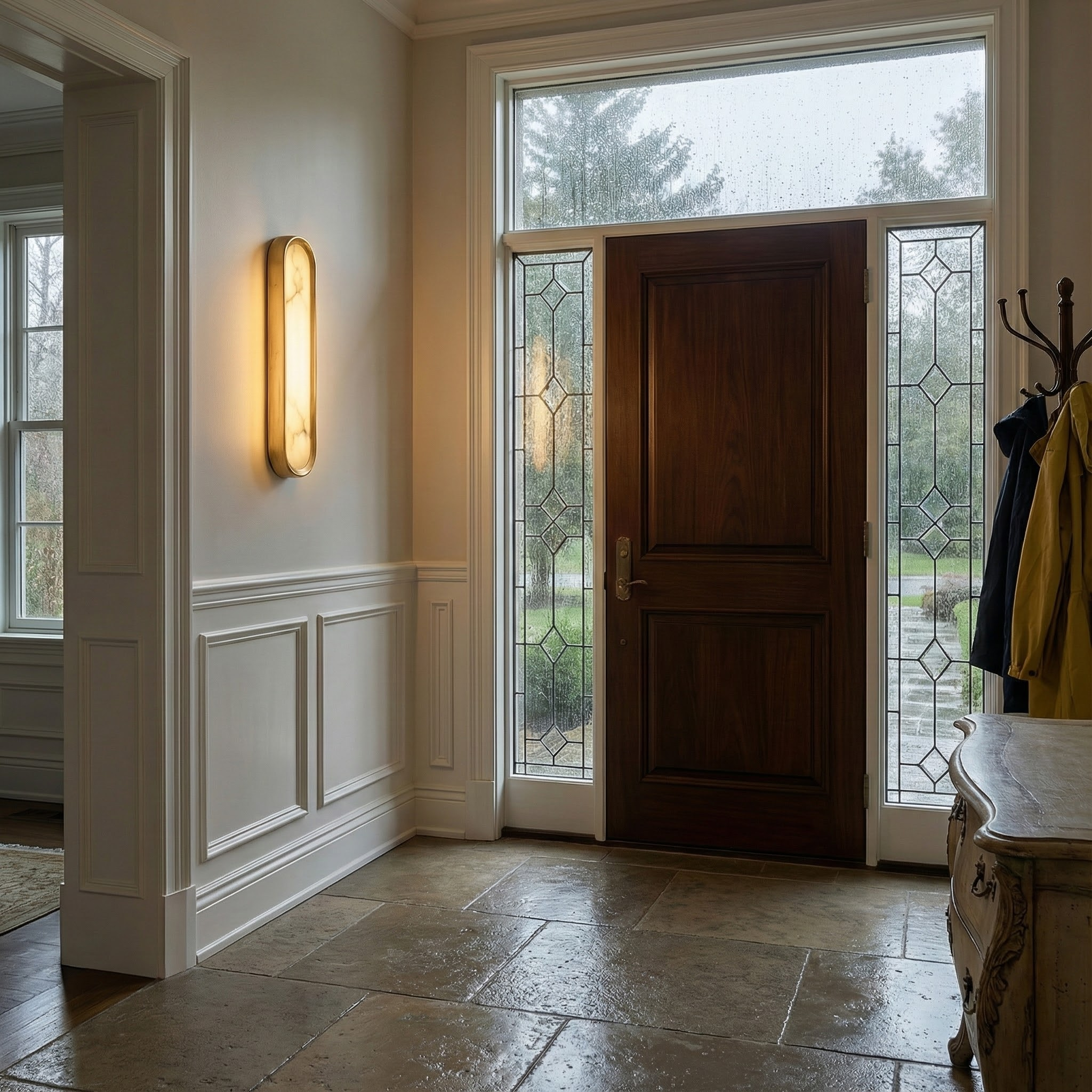 Elegant Alabaster Wall Sconce Light with Warm Ambient Glow | Sculptural Design for Versatile Indoor Use 5