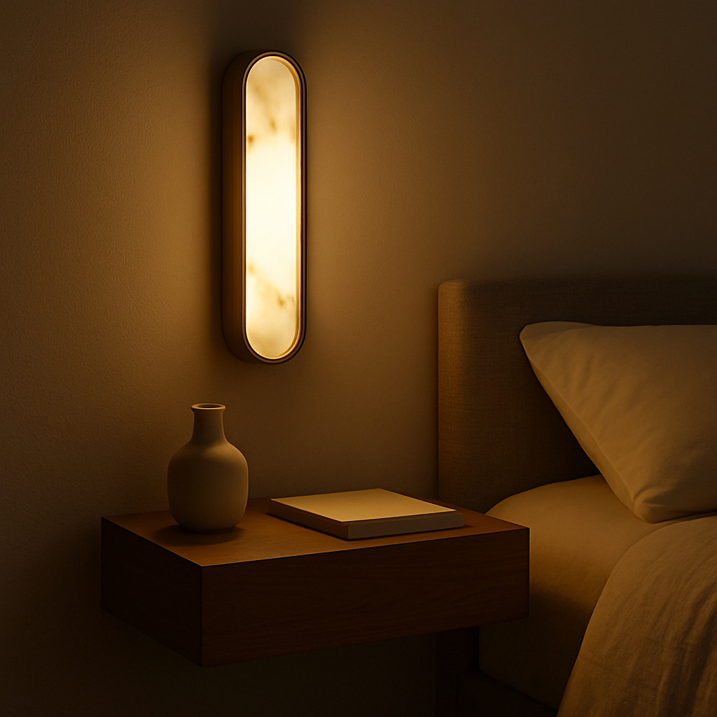 Elegant Alabaster Wall Sconce Light with Warm Ambient Glow | Sculptural Design for Versatile Indoor Use 6