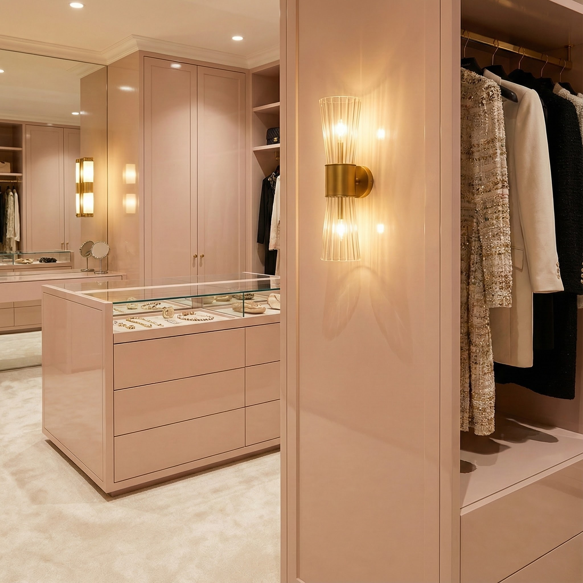 Elegant Brass Wall Sconce Lighting with Dual Glass Shades | Modern Design for Ambient Illumination 3