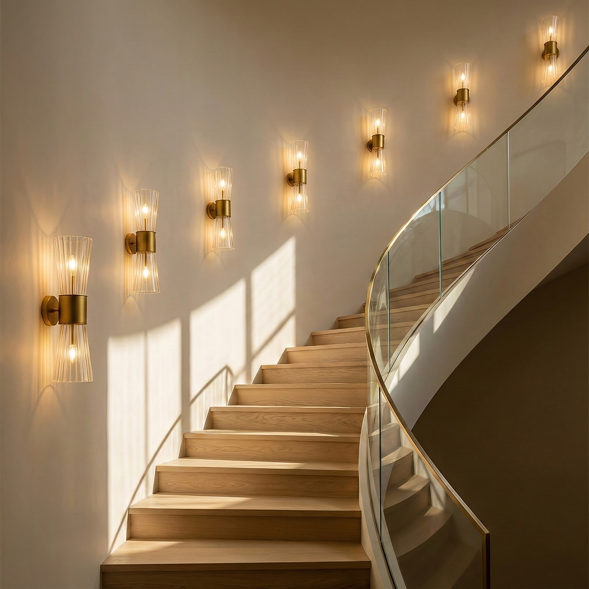 Elegant Brass Wall Sconce Lighting with Dual Glass Shades | Modern Design for Ambient Illumination 4