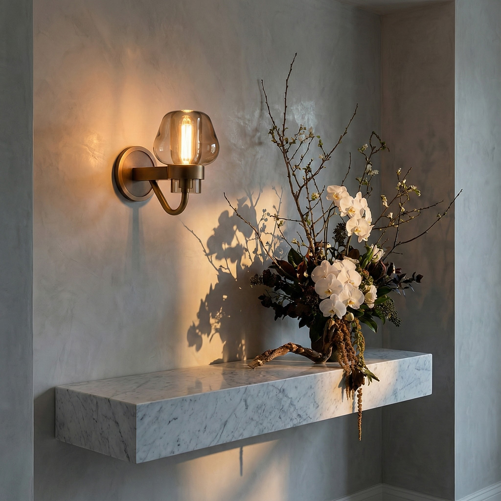 Elegant Crystal Wall Sconce Lighting with Brass Base | Modern Design for Luxurious Ambiance 3