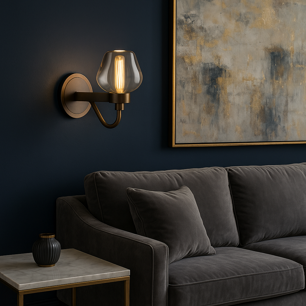 Elegant Crystal Wall Sconce Lighting with Brass Base | Modern Design for Luxurious Ambiance 5