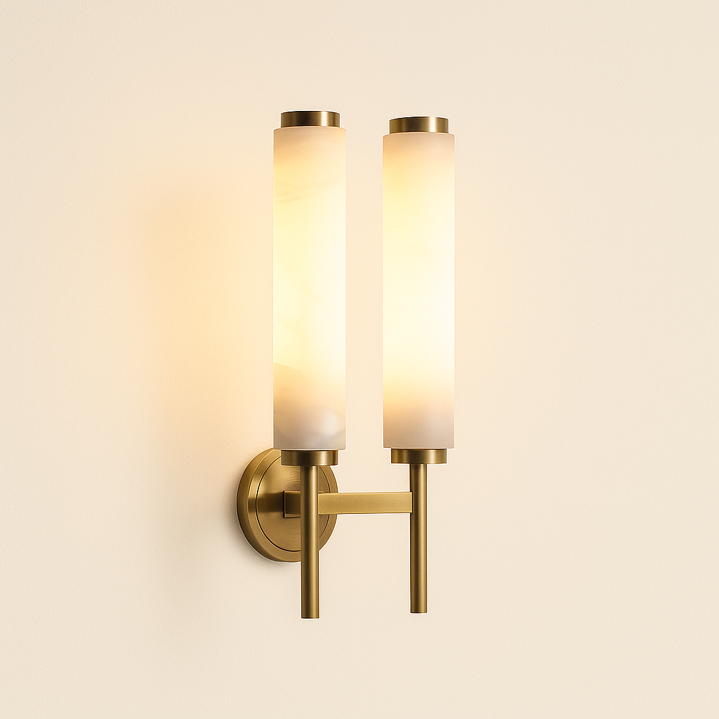 Elegant Dual-Column Wall Sconce Lighting with Soft Diffused Glow | Contemporary Design for Versatile Interiors 0