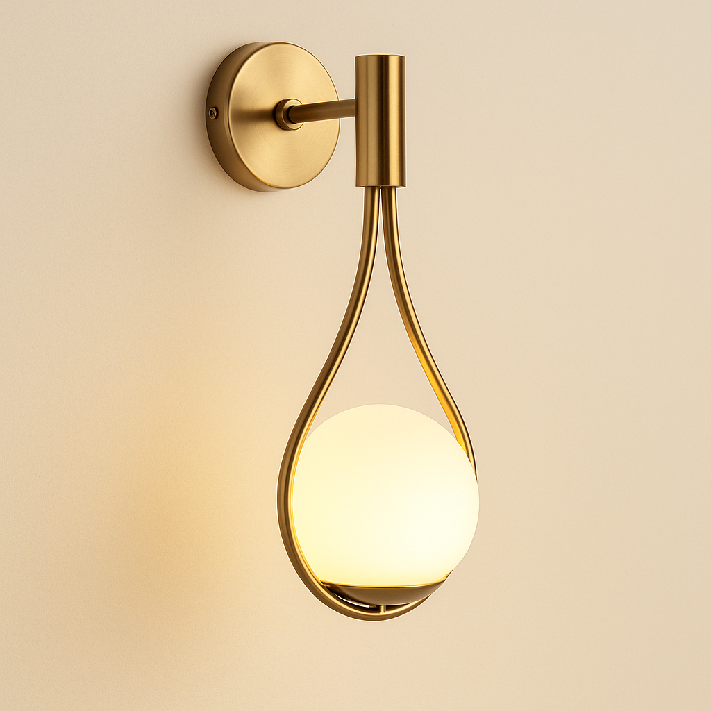 Elegant Metal Wall Sconce with Warm Glass Diffuser | Modern Design for Cozy Ambiance 0