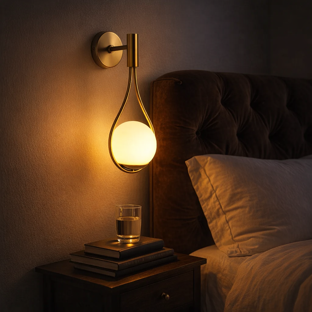 Elegant Metal Wall Sconce with Warm Glass Diffuser | Modern Design for Cozy Ambiance 2