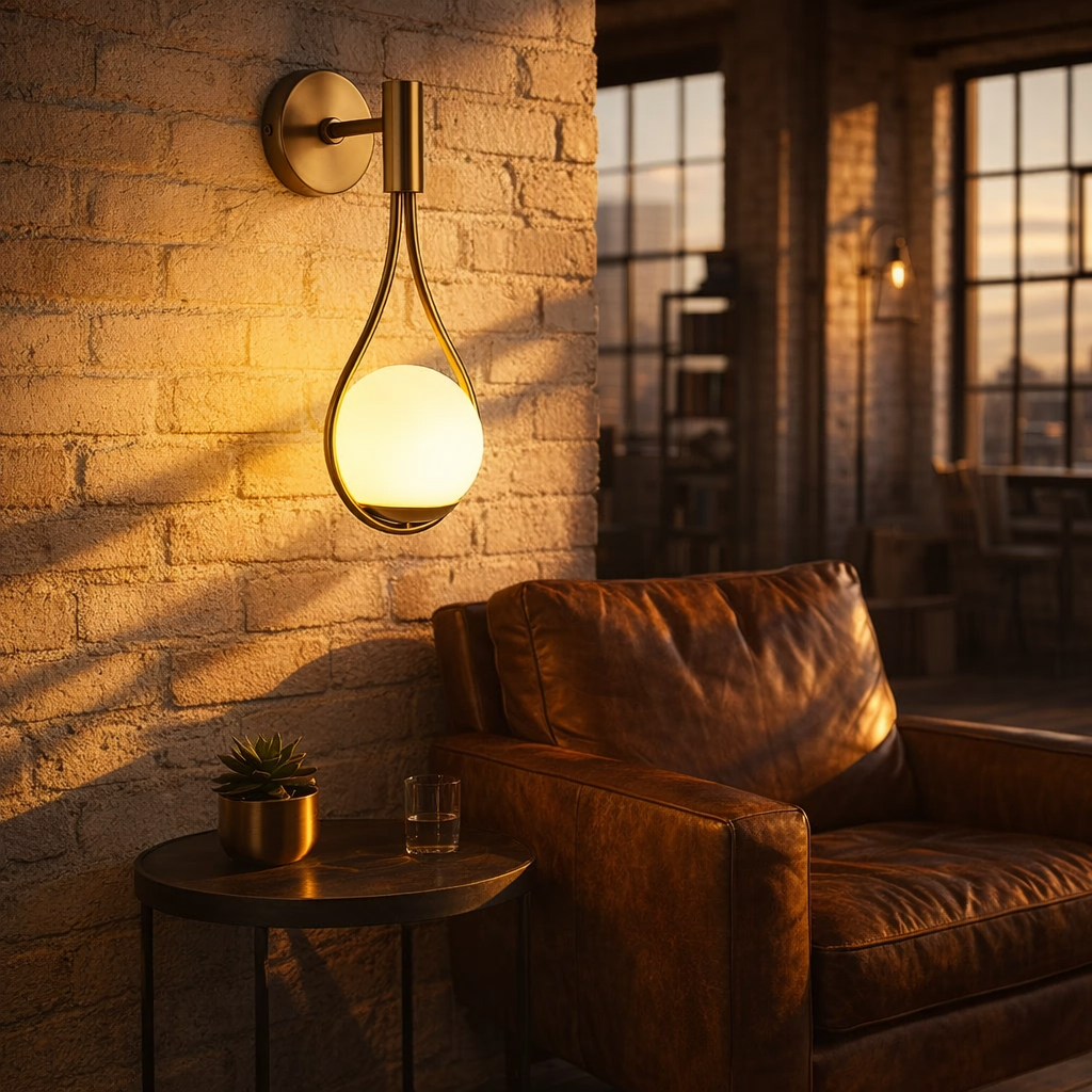 Elegant Metal Wall Sconce with Warm Glass Diffuser | Modern Design for Cozy Ambiance 3