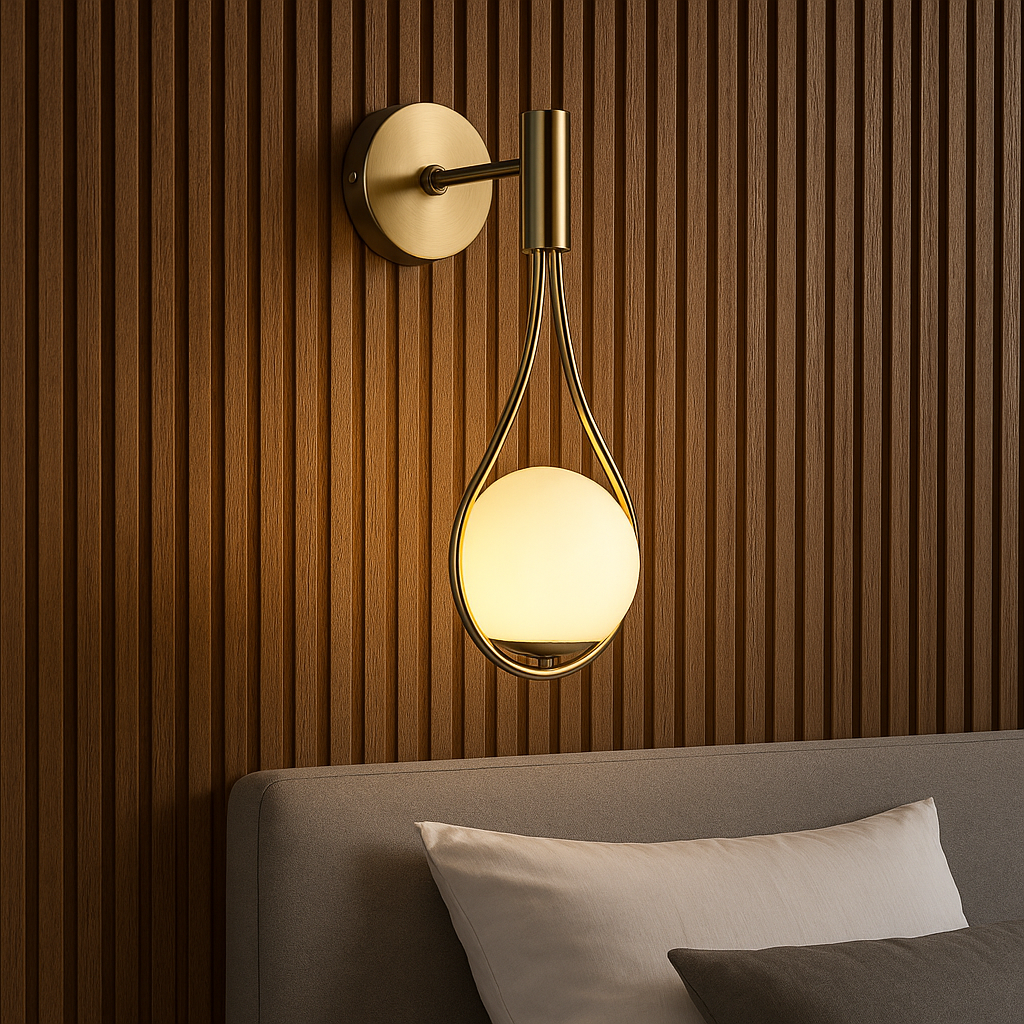 Elegant Metal Wall Sconce with Warm Glass Diffuser | Modern Design for Cozy Ambiance 4