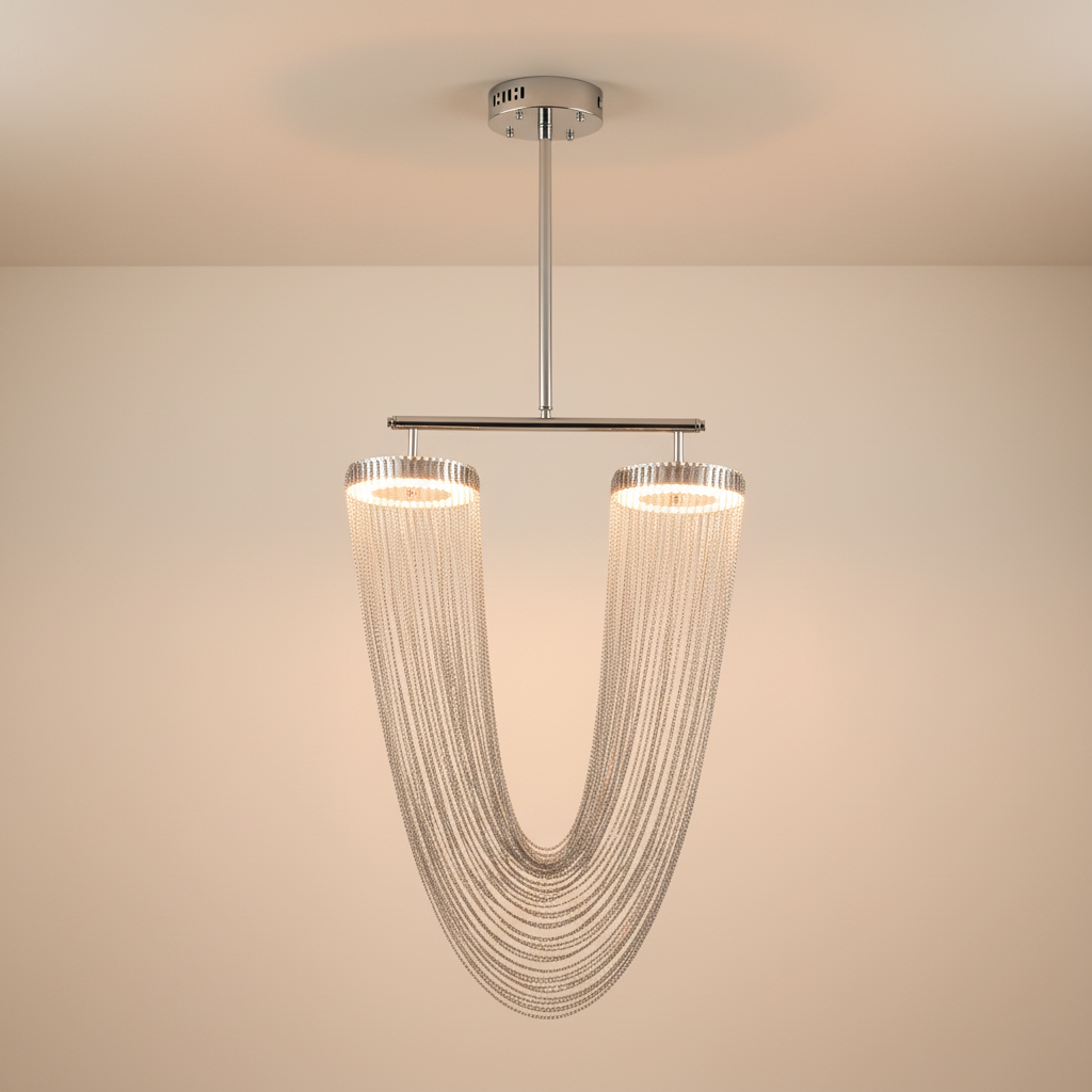 Elegant Modern Chandelier Light with Fluid Metallic Design | Sophisticated Dining Room Lighting for Stylish Interiors 10