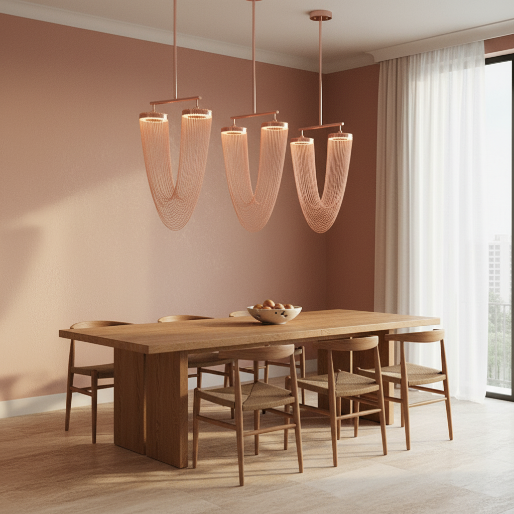 Elegant Modern Chandelier Light with Fluid Metallic Design | Sophisticated Dining Room Lighting for Stylish Interiors 4