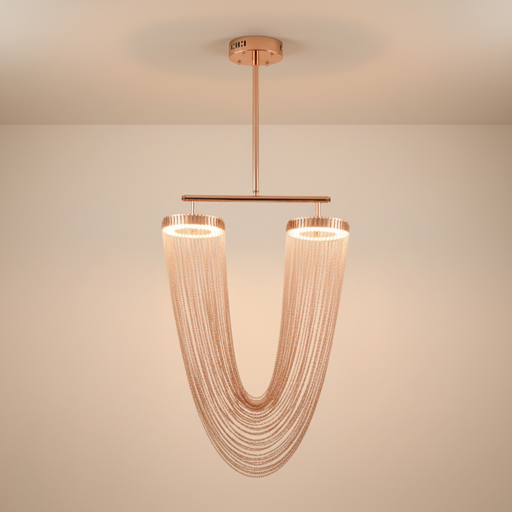 Elegant Modern Chandelier Light with Fluid Metallic Design | Sophisticated Dining Room Lighting for Stylish Interiors 9