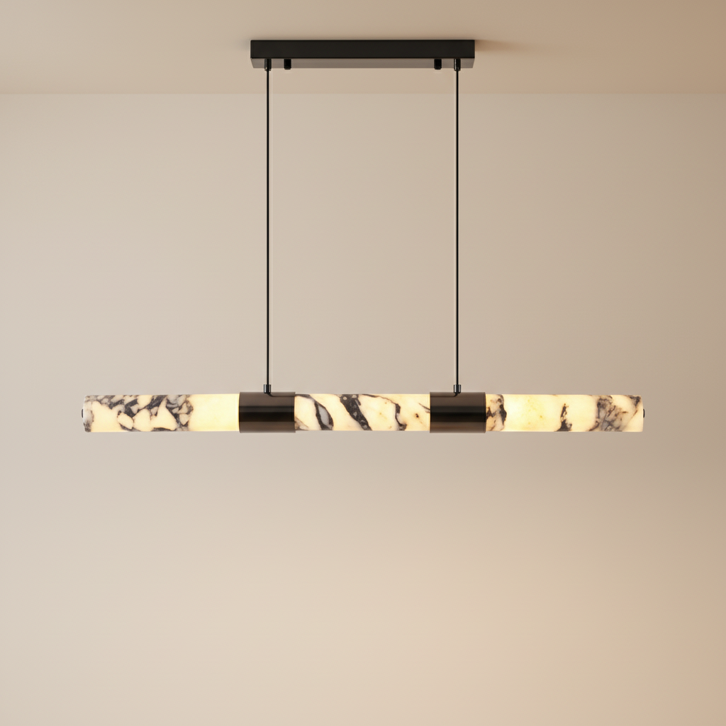 Elegant Modern Chandelier Light with Unique Marble Veining | Soft Ambient Glow for Dining Rooms 0