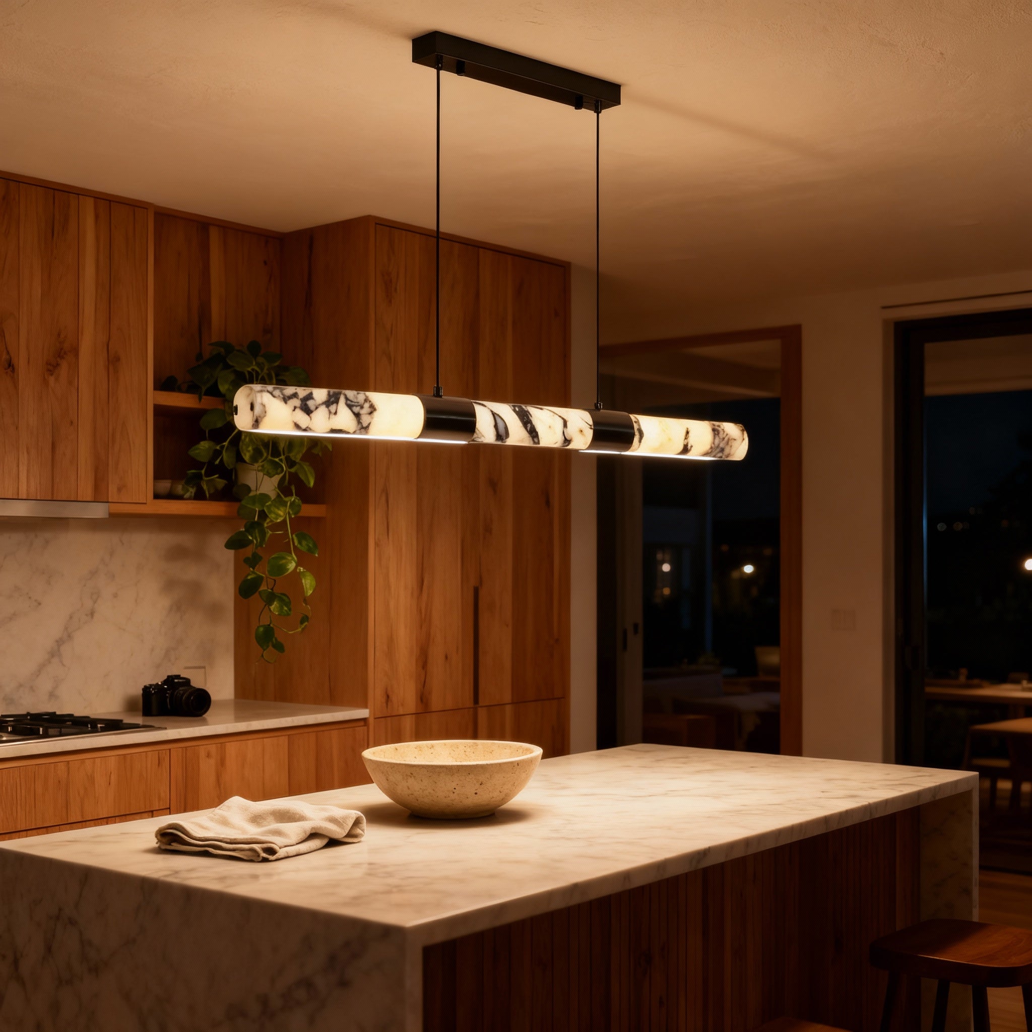 Elegant Modern Chandelier Light with Unique Marble Veining | Soft Ambient Glow for Dining Rooms 2