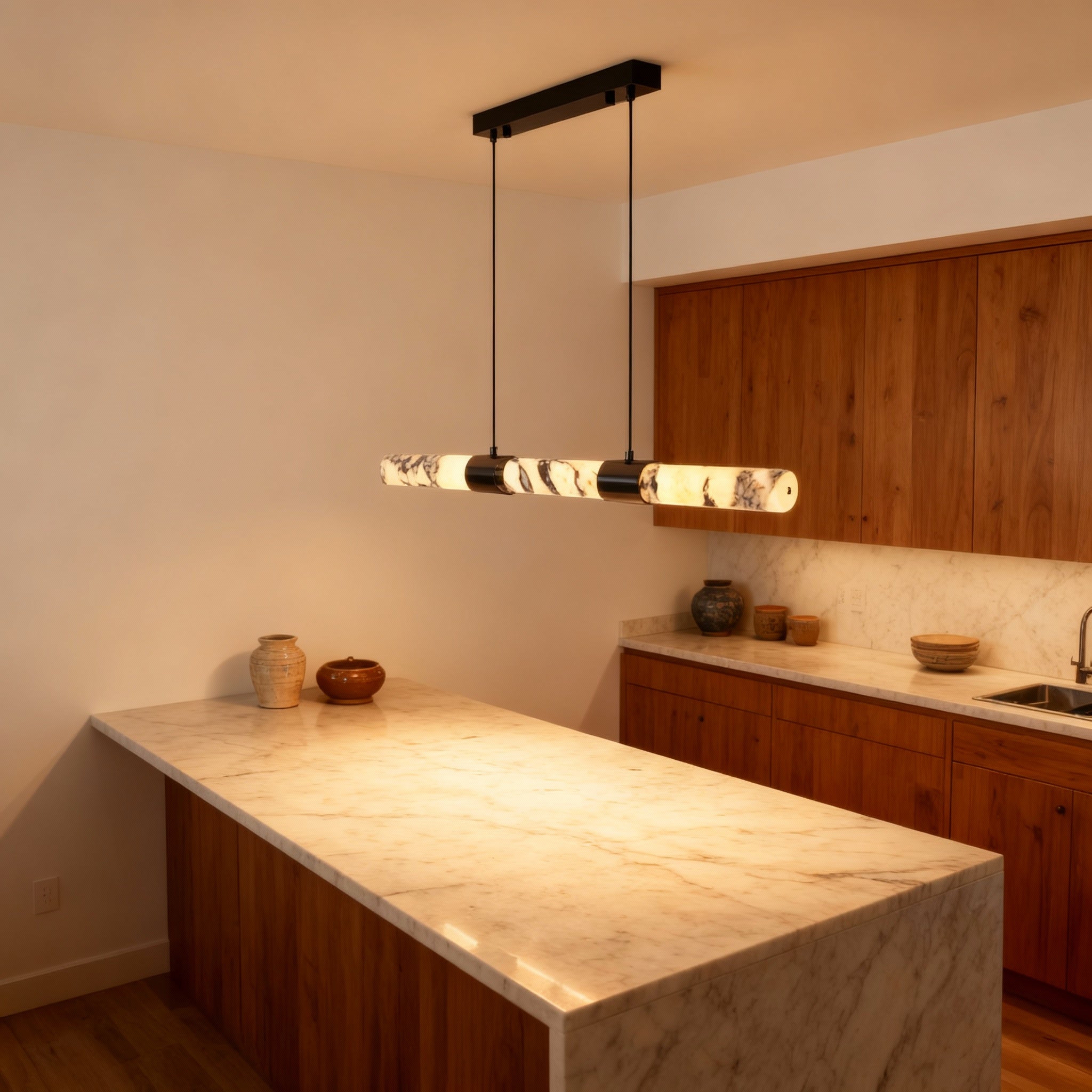 Elegant Modern Chandelier Light with Unique Marble Veining | Soft Ambient Glow for Dining Rooms 3