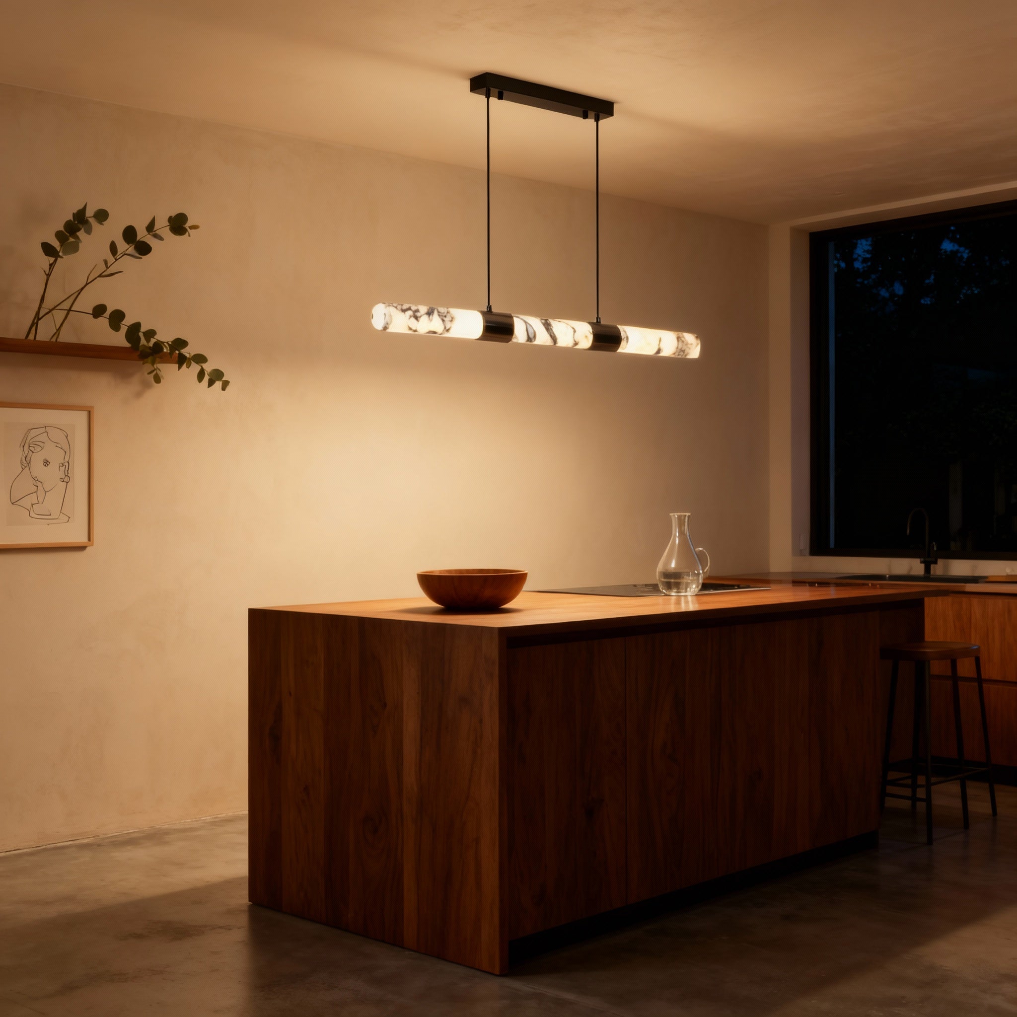 Elegant Modern Chandelier Light with Unique Marble Veining | Soft Ambient Glow for Dining Rooms 4