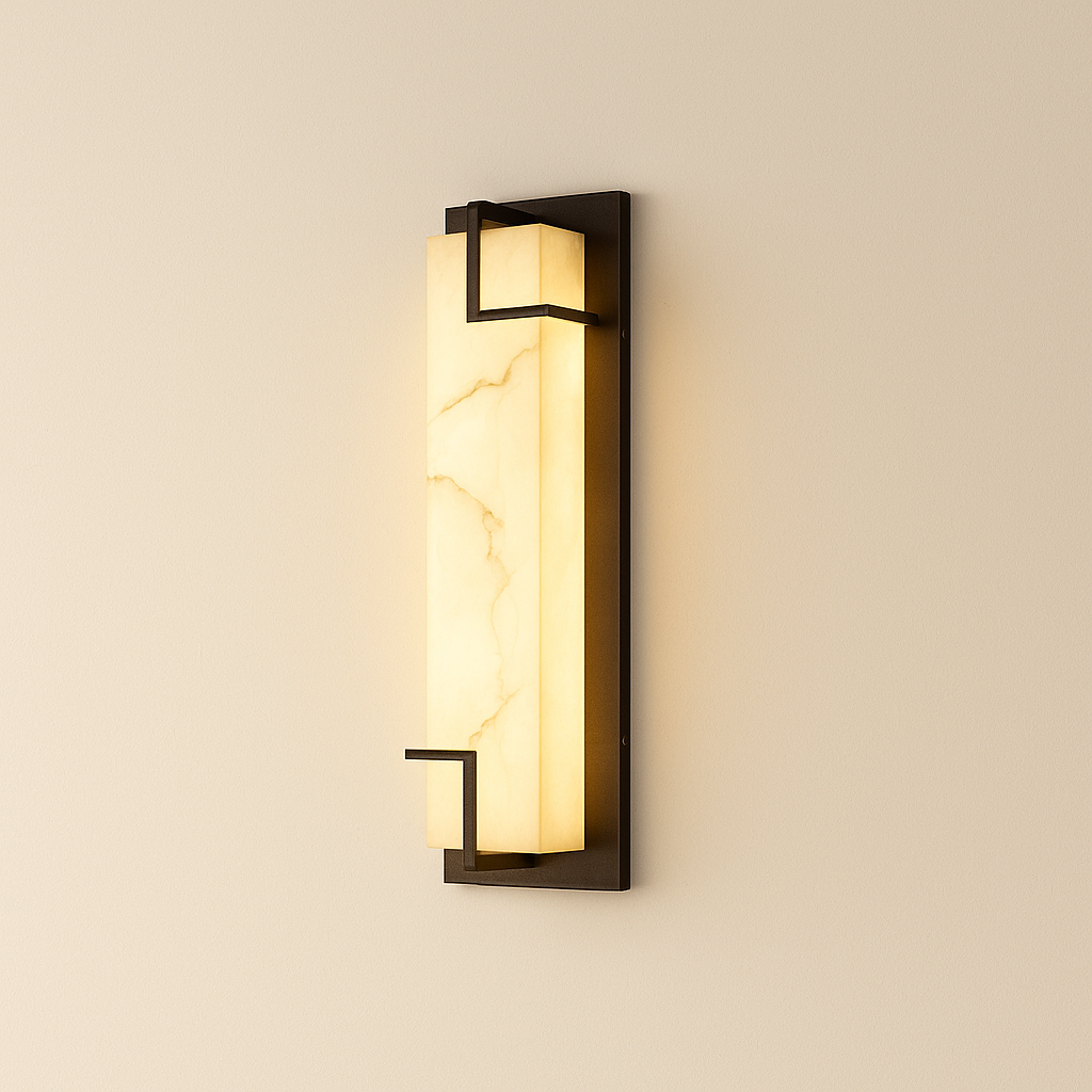 Elegant Vertical Wall Sconce Lighting with Marble Effect & LED Technology for Modern Interiors 0