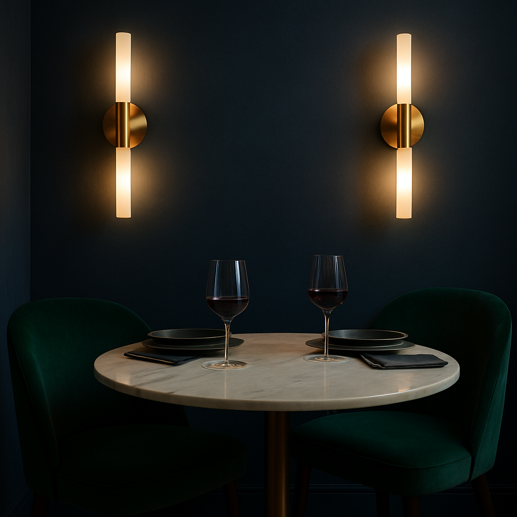 Elegant Wall Sconce Lighting | Slim Brass Fixture with Frosted Diffusers | Modern Illumination for Contemporary Spaces 2