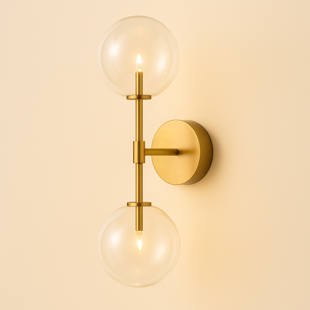 Elegant Wall Sconce Lighting with Dual Glass Spheres for Soft Illumination 0