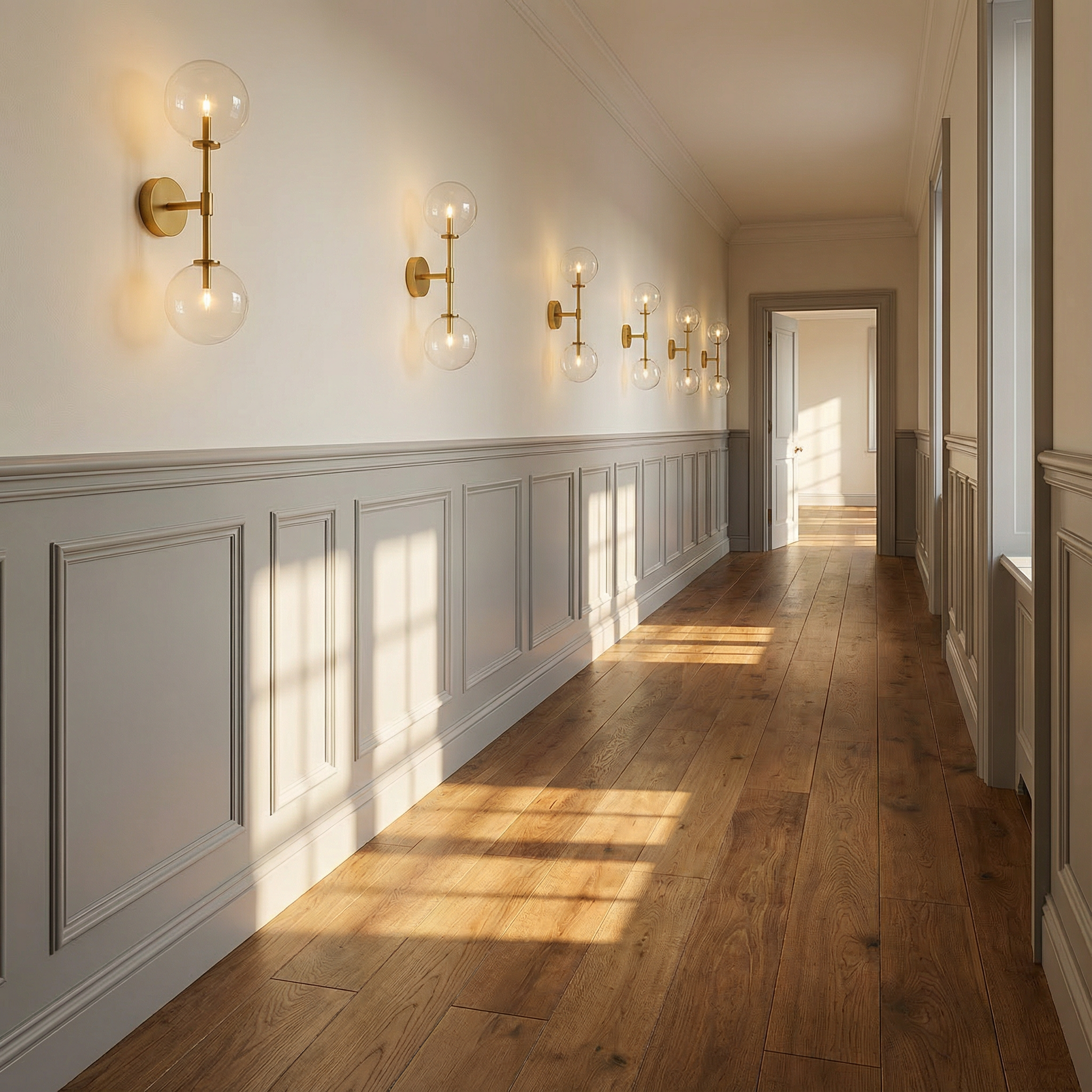 Elegant Wall Sconce Lighting with Dual Glass Spheres for Soft Illumination 4