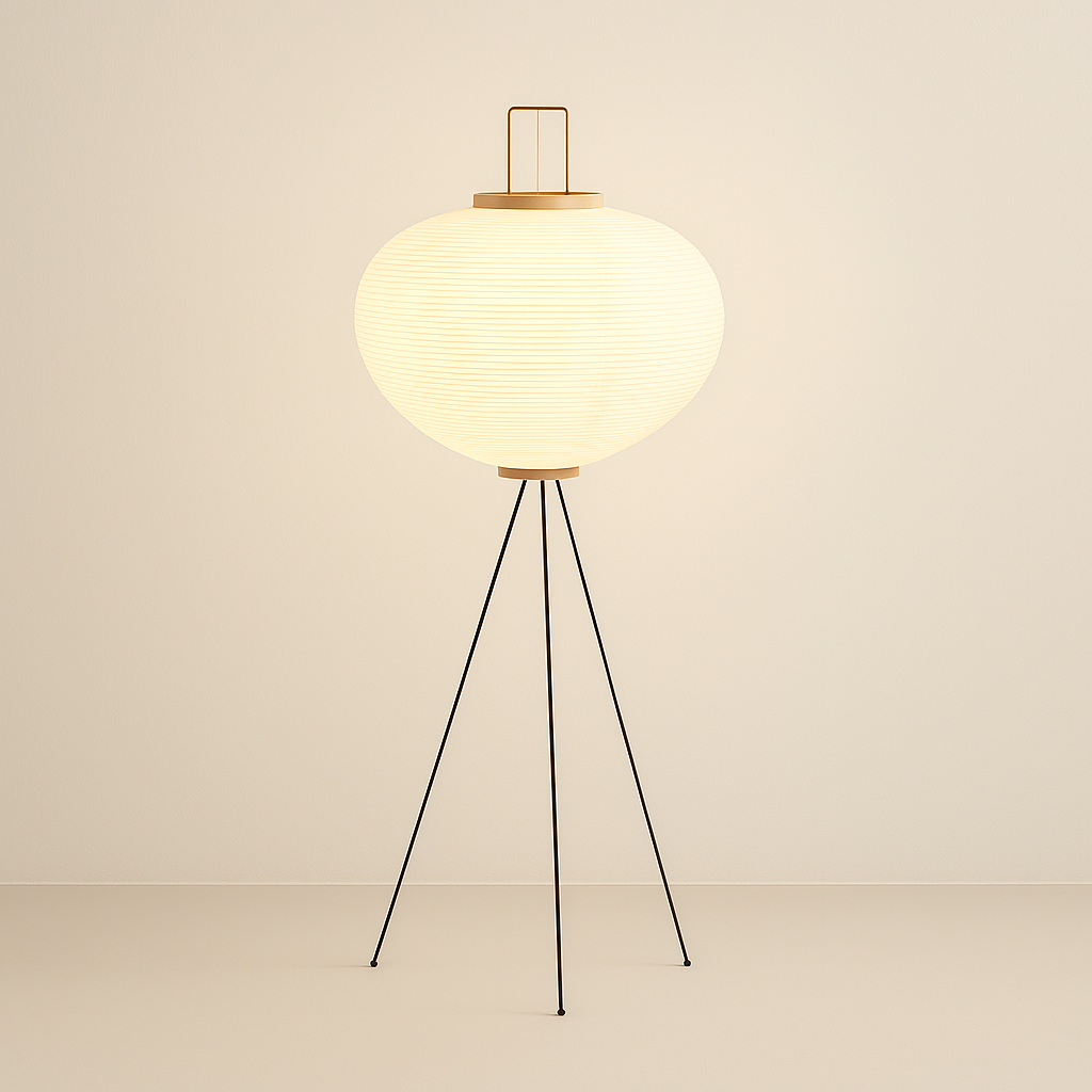 Japandi Tripod Floor Lamp with Soft Ambient Glow | Minimalist Design for Living Rooms 0