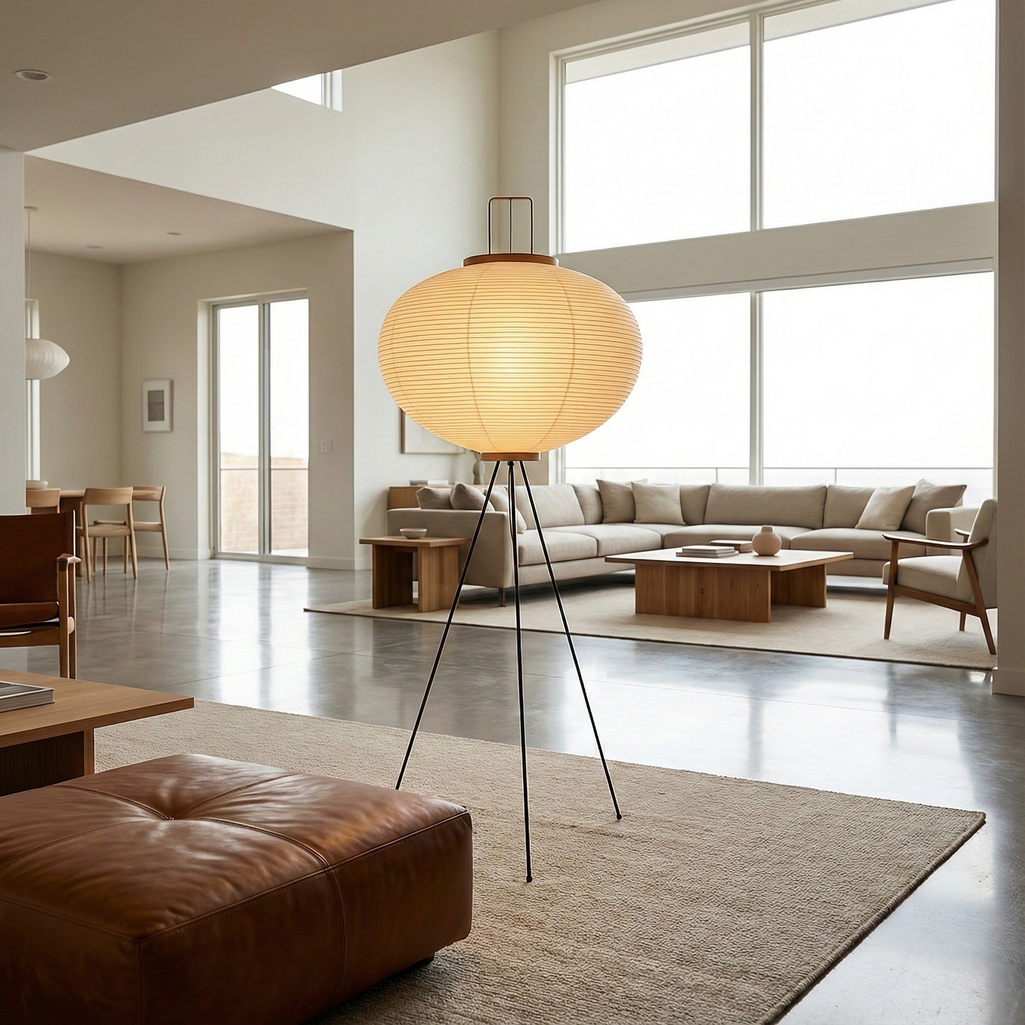 Japandi Tripod Floor Lamp with Soft Ambient Glow | Minimalist Design for Living Rooms 3