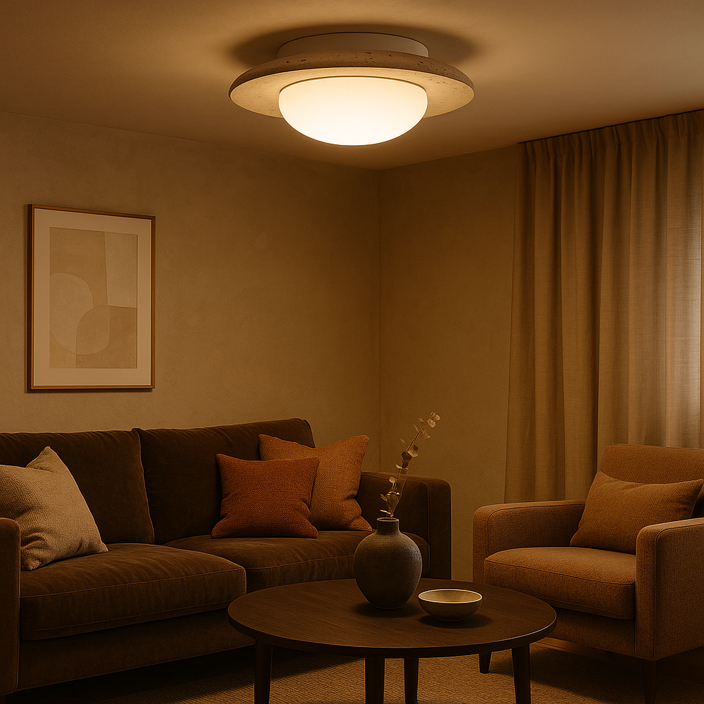 Maren Collection | Flush Mount Ceiling Light with Softly Rounded Design | Natural Travertine for Serene Atmosphere 2