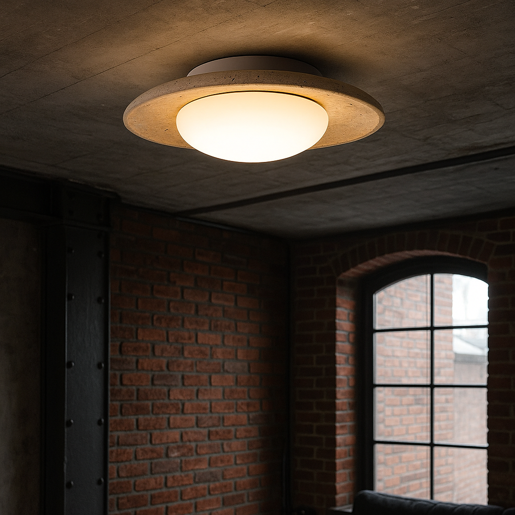 Maren Collection | Flush Mount Ceiling Light with Softly Rounded Design | Natural Travertine for Serene Atmosphere 3