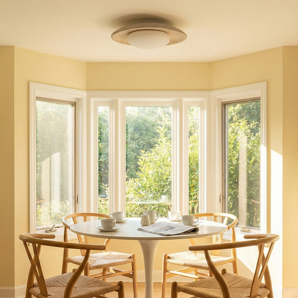 Maren Collection | Flush Mount Ceiling Light with Softly Rounded Design | Natural Travertine for Serene Atmosphere 5