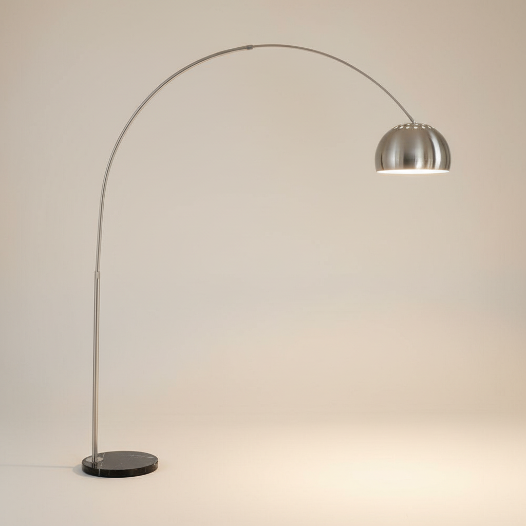 Modern Arc Floor Lamp with Adjustable Height & Pivoting Shade for Elegant Illumination 0
