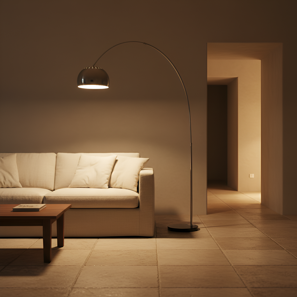 Modern Arc Floor Lamp with Adjustable Height & Pivoting Shade for Elegant Illumination 3