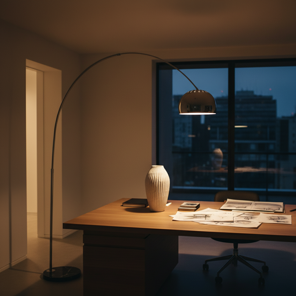 Modern Arc Floor Lamp with Adjustable Height & Pivoting Shade for Elegant Illumination 5