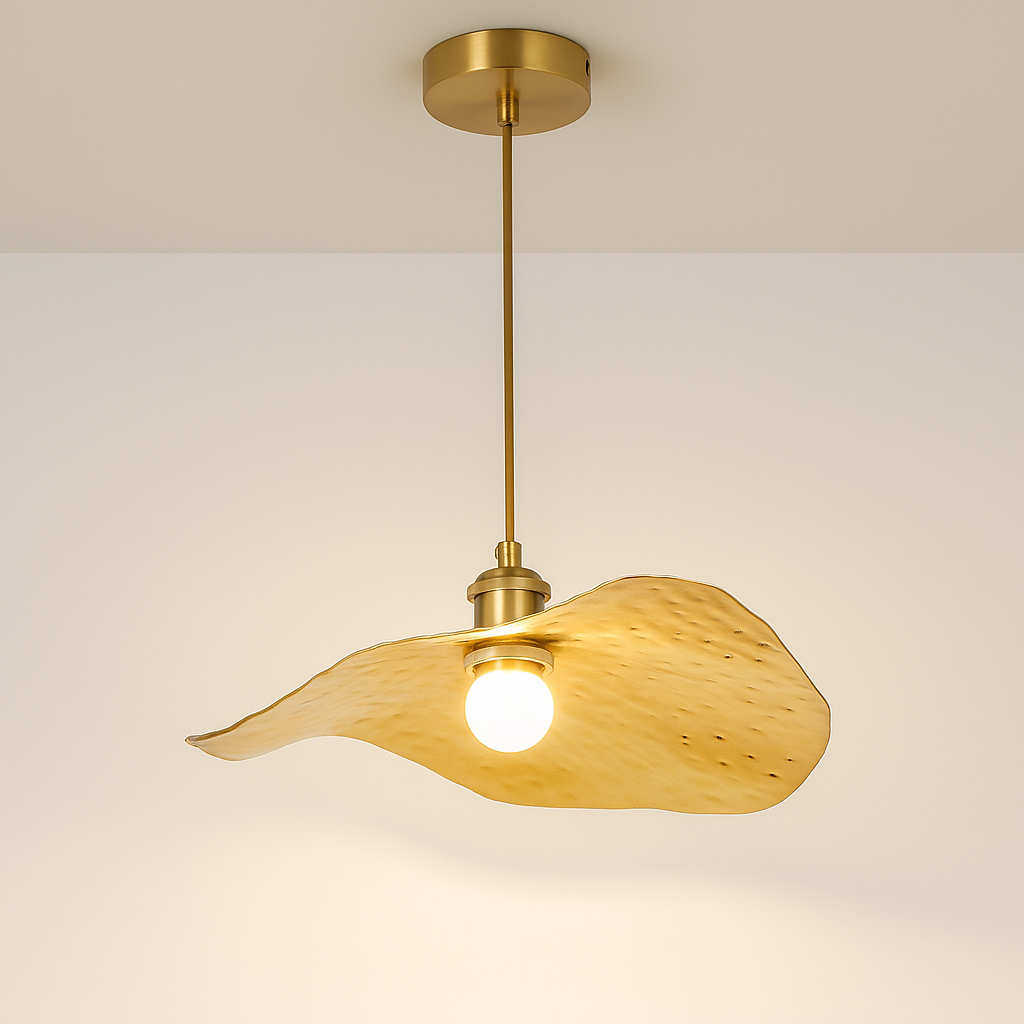 Modern Brass Flush Mount Ceiling Light with Adjustable Height | Elegant Design for Ambient Illumination 0
