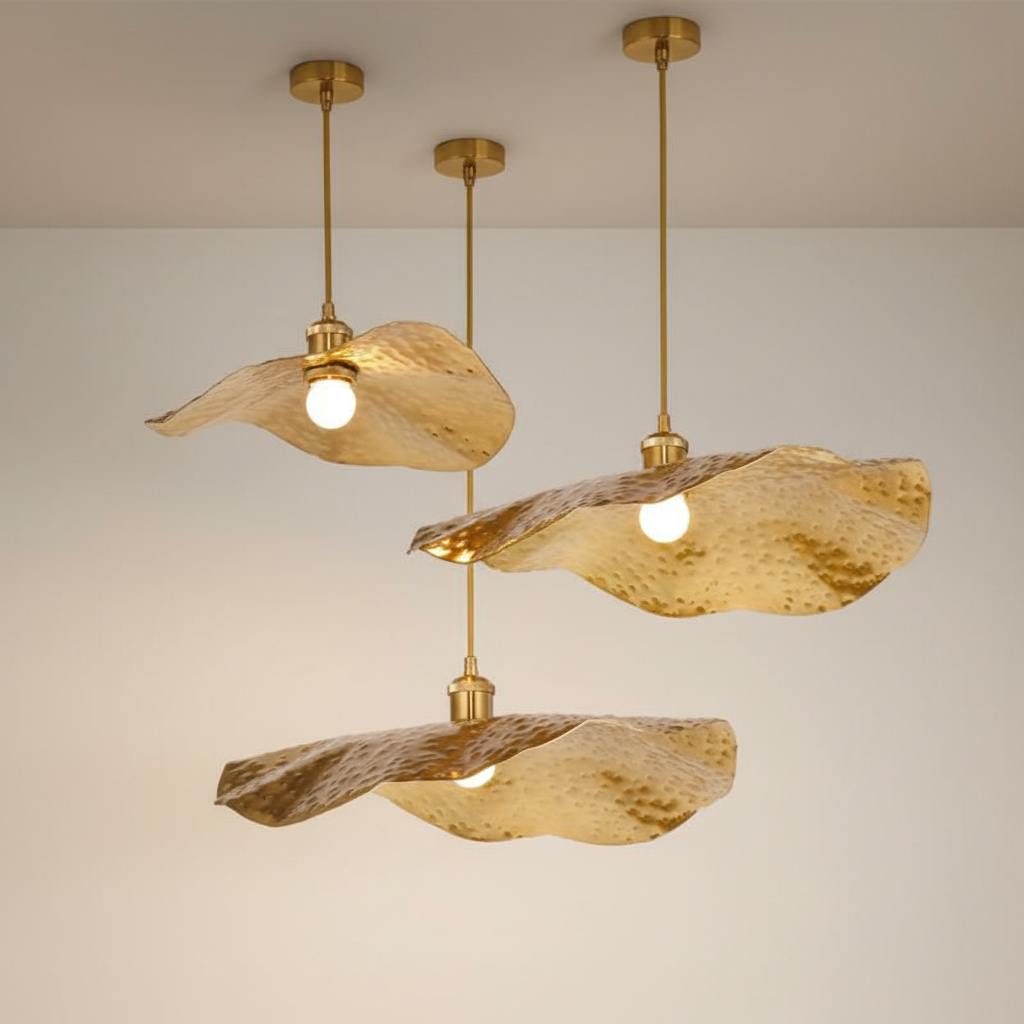 Modern Brass Flush Mount Ceiling Light with Adjustable Height | Elegant Design for Ambient Illumination 1