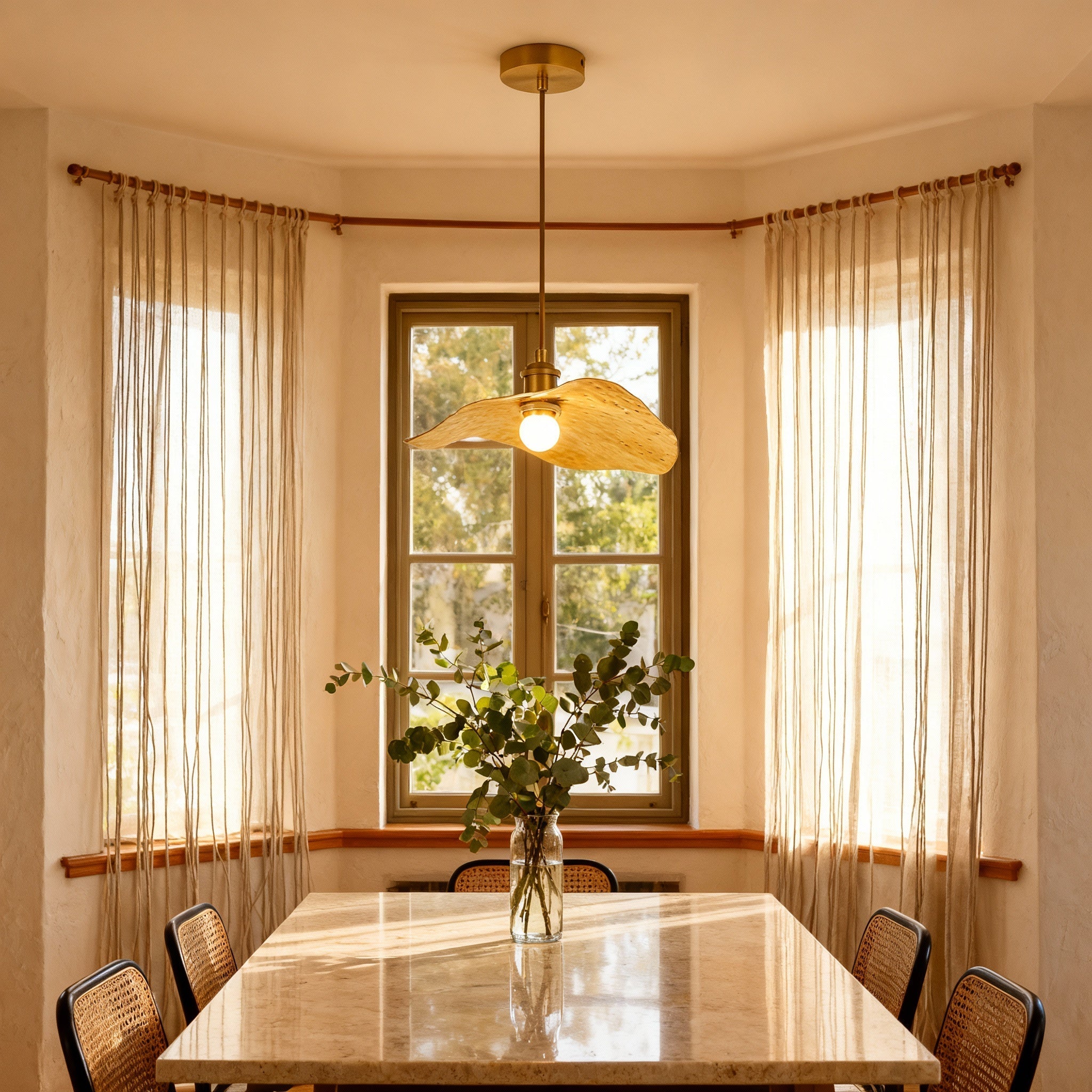 Modern Brass Flush Mount Ceiling Light with Adjustable Height | Elegant Design for Ambient Illumination 7