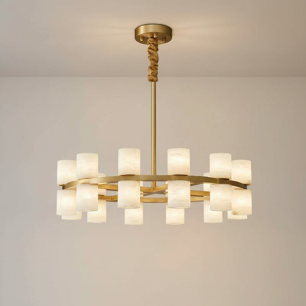 Modern Brass Pendant Light Fixture with Soft Diffused Glow | Elegant Design for Inviting Ambiance 0