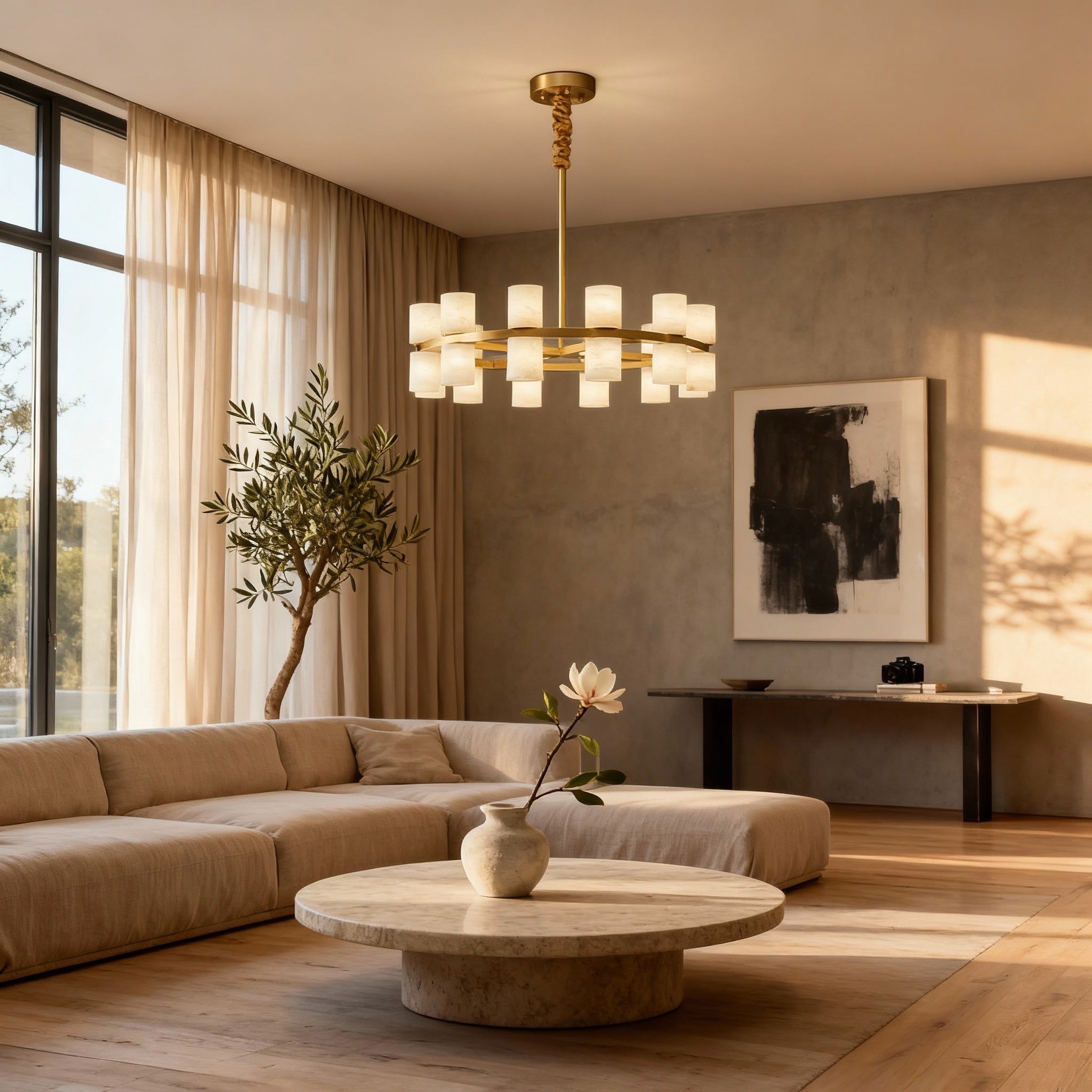 Modern Brass Pendant Light Fixture with Soft Diffused Glow | Elegant Design for Inviting Ambiance 1