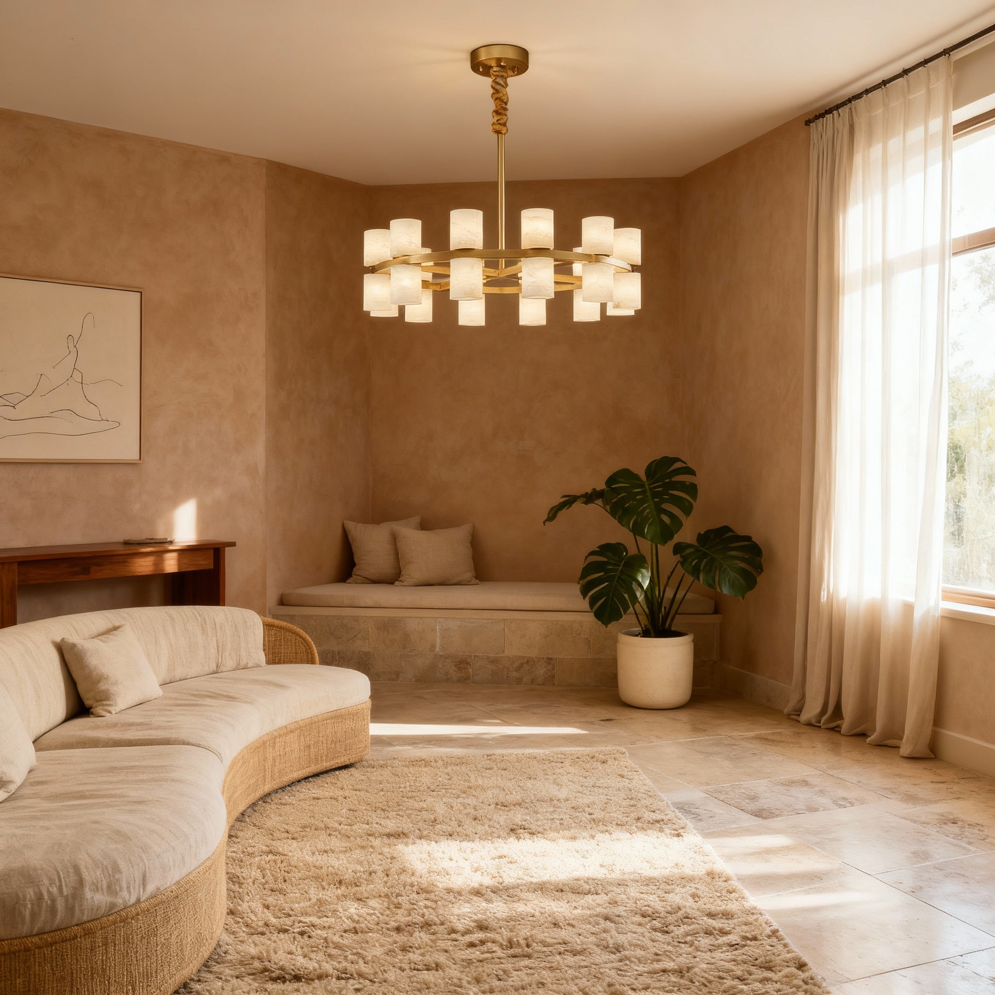 Modern Brass Pendant Light Fixture with Soft Diffused Glow | Elegant Design for Inviting Ambiance 2