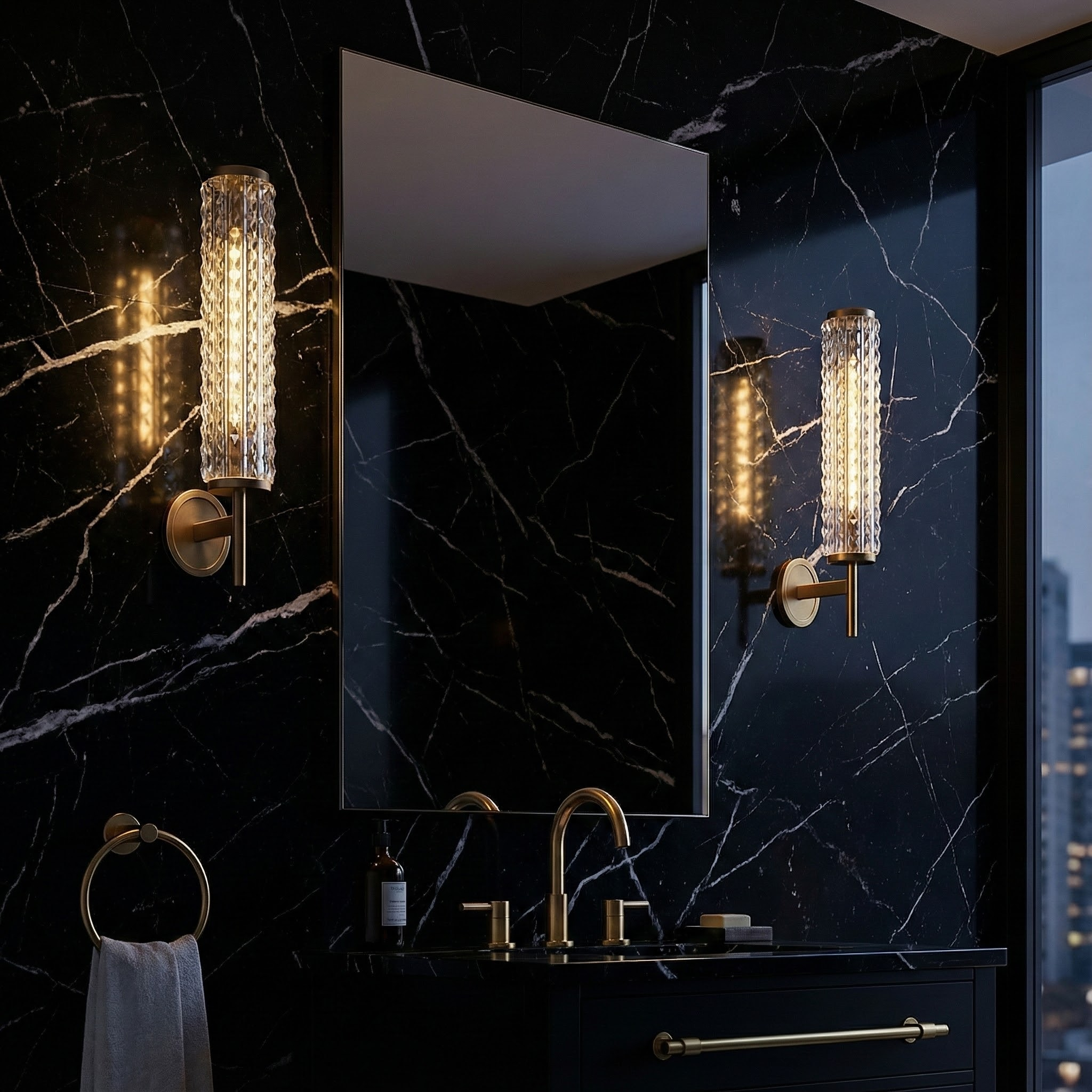 Modern Brass Wall Sconce Lighting with Luminous Glass Column | Elegant Design for Contemporary Interiors 2