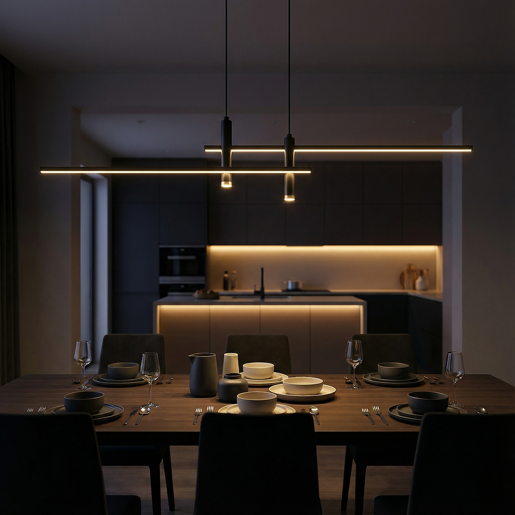 Modern Collection | Black Pendant Light with Adjustable Height | Stylish Kitchen Pendant Lighting for Elegant Spaces 2