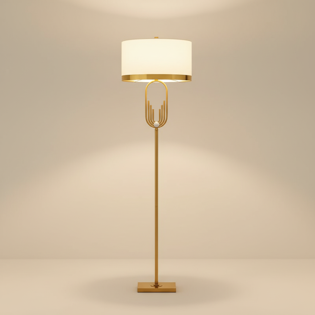 Modern Floor Lamp with Sculpted Metallic Detailing | Elegant Design for Cozy Ambiance 0