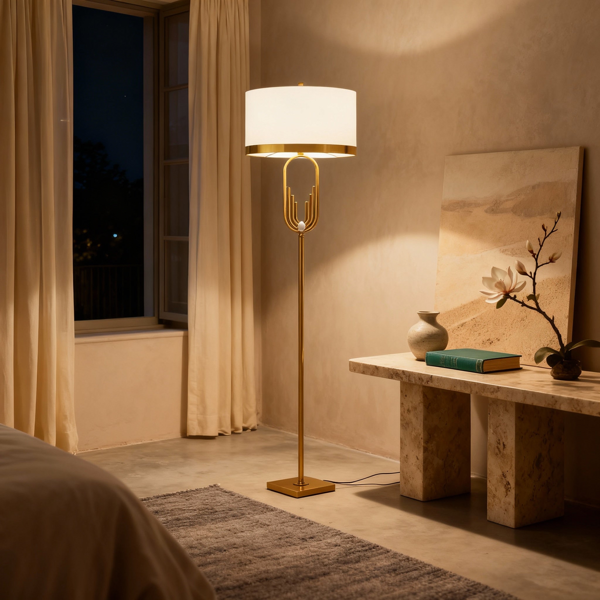 Modern Floor Lamp with Sculpted Metallic Detailing | Elegant Design for Cozy Ambiance 2