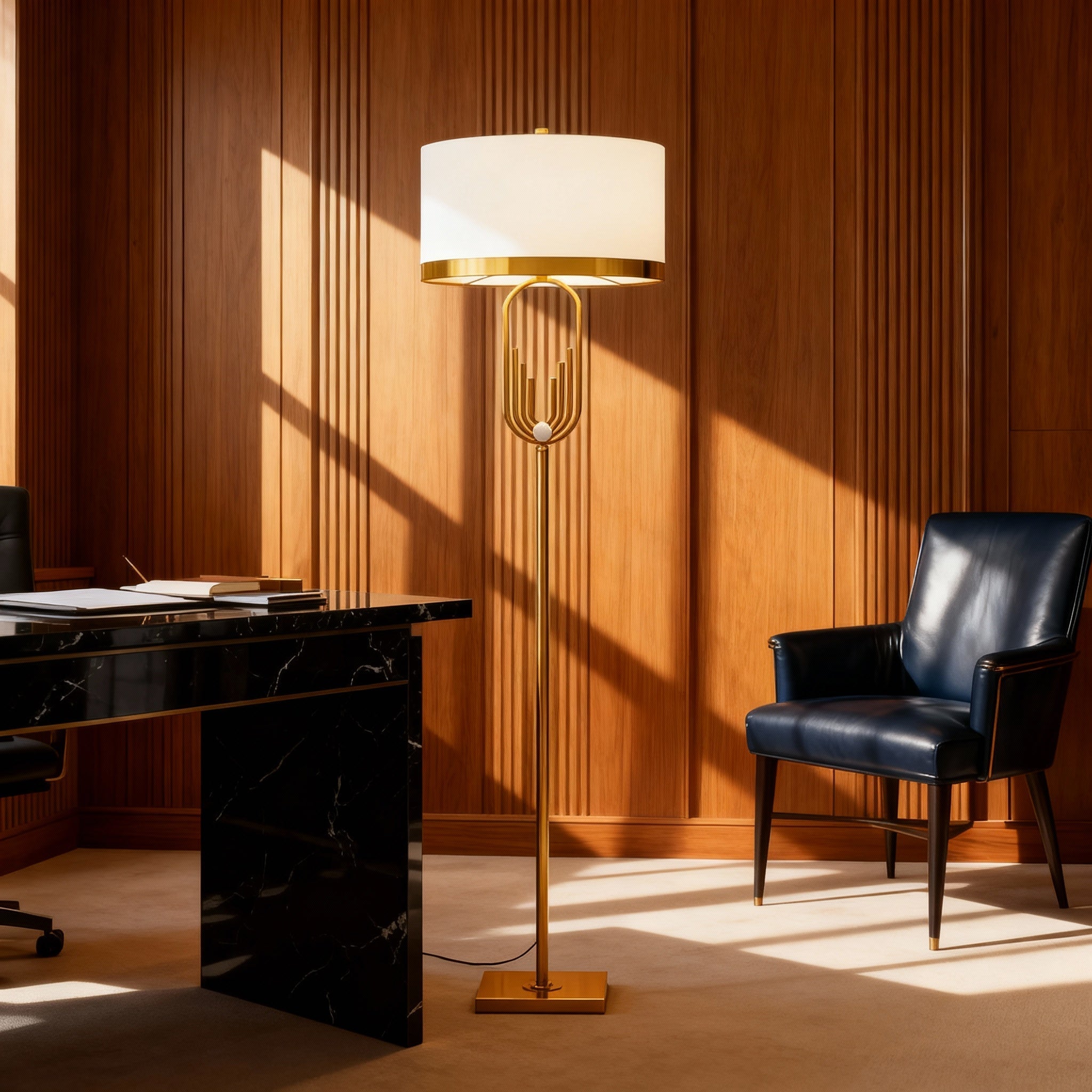 Modern Floor Lamp with Sculpted Metallic Detailing | Elegant Design for Cozy Ambiance 4